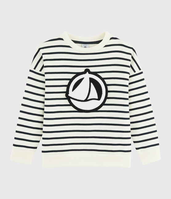 Sweatshirt jongens kinderen wit MARSHMALLOW/blauw SMOKING