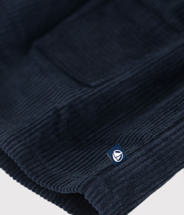 Robe sans manche en velours grosses c&ocirc;tes b&eacute;b&eacute; bleu marine