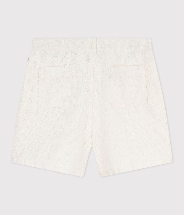 Katoenen short met hartjesmotief voor kinderen wit