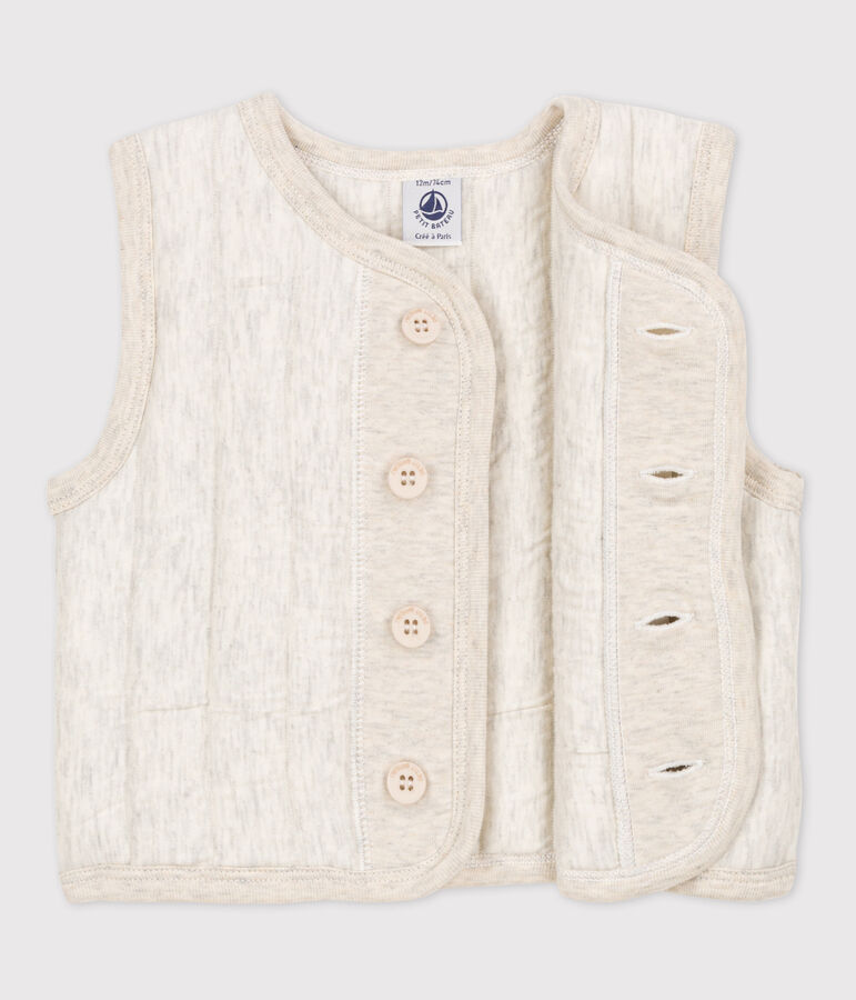 Veste b&eacute;b&eacute; sans manche en tubique matelass&eacute; beige