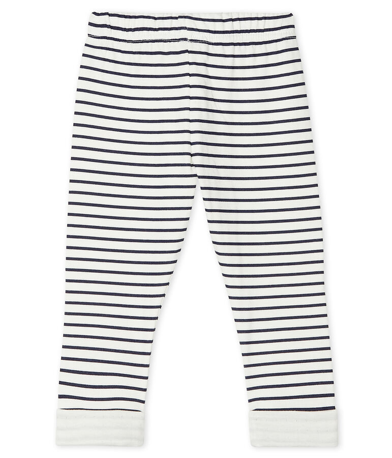 Broek van tubic met print baby wit/blauw