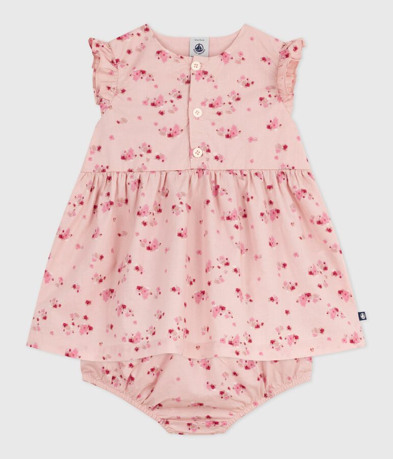 Robe b&eacute;b&eacute; en coton sans manche avec son bloomer rose/multicouleur