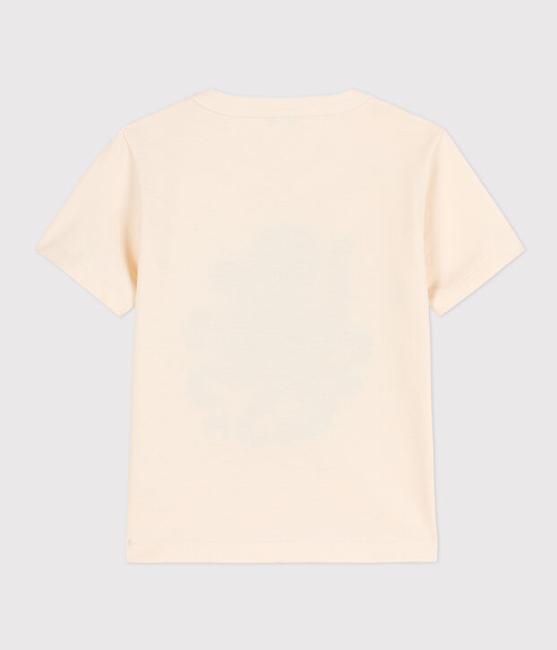 T-shirt met korte mouwen en flockprint voor jongens ecru