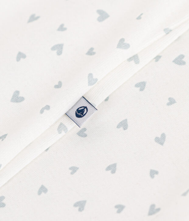 Katoenen babypyjama met print wit/blauw