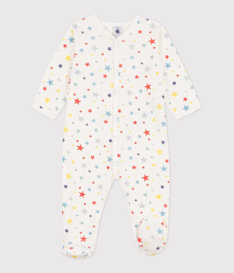 Katoenen babypyjama met sterrenprint wit/multicouleur