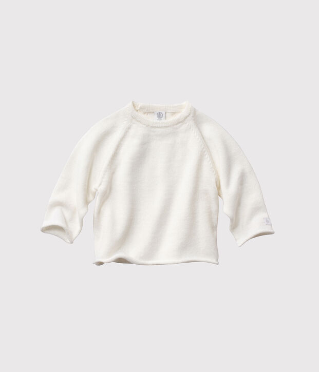 Babyhemdje van wol en katoen wit