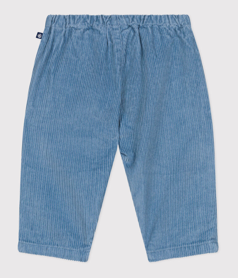 Effen fluwelen babybroekje blauw