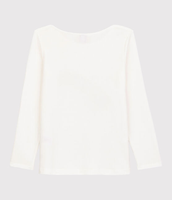 Tee-shirt manches longues en coton enfant fille blanc MARSHMALLOW