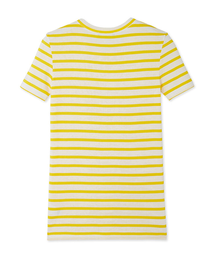 T-shirt femme en c&ocirc;te originale ray&eacute;e jaune SHINE/blanc MARSHMALLOW