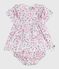 Robe bébé en coton manches courtes imprimée avec son bloomer blanc MARSHMALLOW/blanc MULTICO
