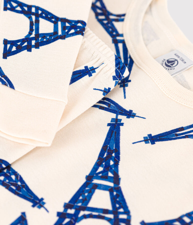 Pyjama ajust&eacute; en coton enfant &eacute;cru/multicouleur