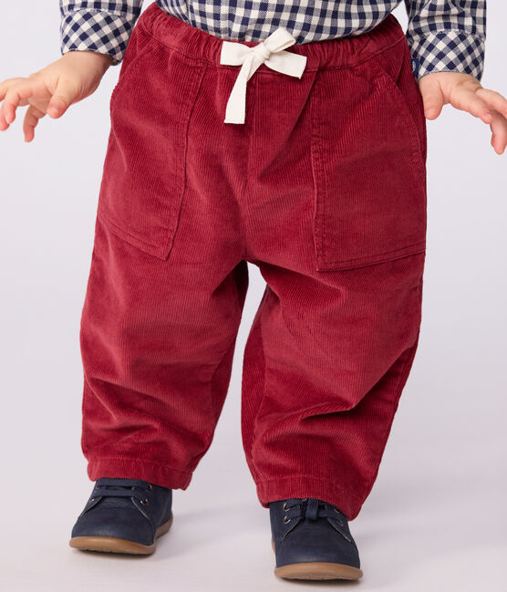 Pantalon bébé en velours uni AMARANTE