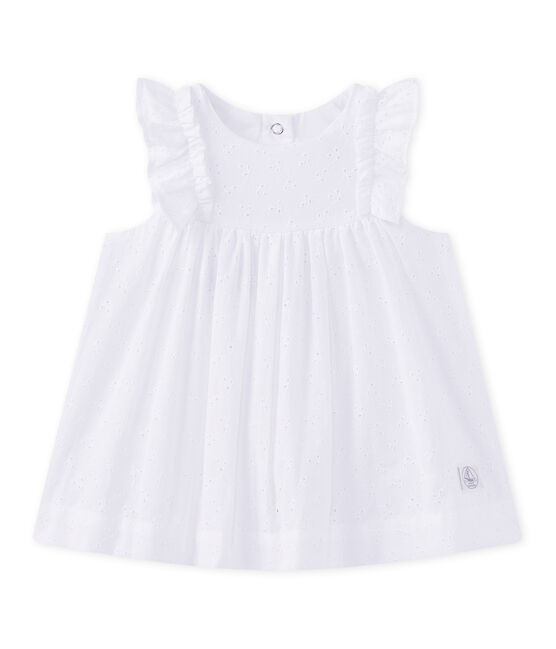 Robe bébé fille en broderie anglaise blanc ECUME