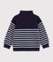 Katoenen sweatshirt met strepen en schipperskraag voor kinderen blauw/wit