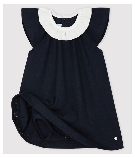 Robe body avec col en côte bébé fille bleu SMOKING