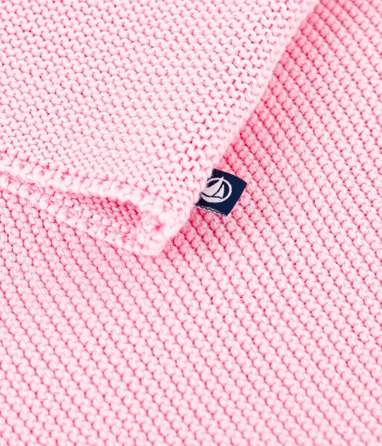 Gebreid katoenen vestje in ribbelsteek voor baby's roze