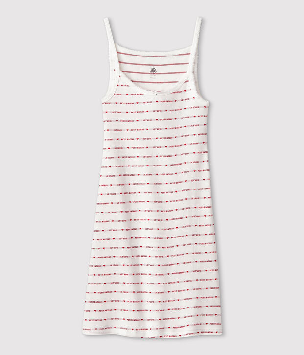 Damesjurk met bandjes wit/rood