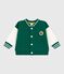 Tweekleurig katoenen babyjasje in collegestijl groen EVERGREEN/ MILK