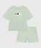 Korte pyjama en T-shirt van effen katoen voor dames groen HERBIER