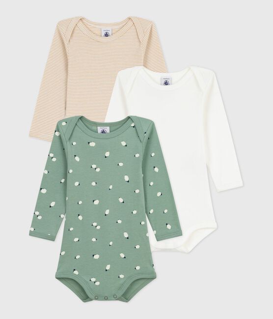 Lot de bodies manches longues en coton imprimé moutons bébé variante 1