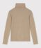 Sous-pull femme en coton uni beige