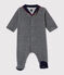 Fluwelen pyjama met milleraies strepen voor babyjongens blauw SMOKING/wit MULTICO