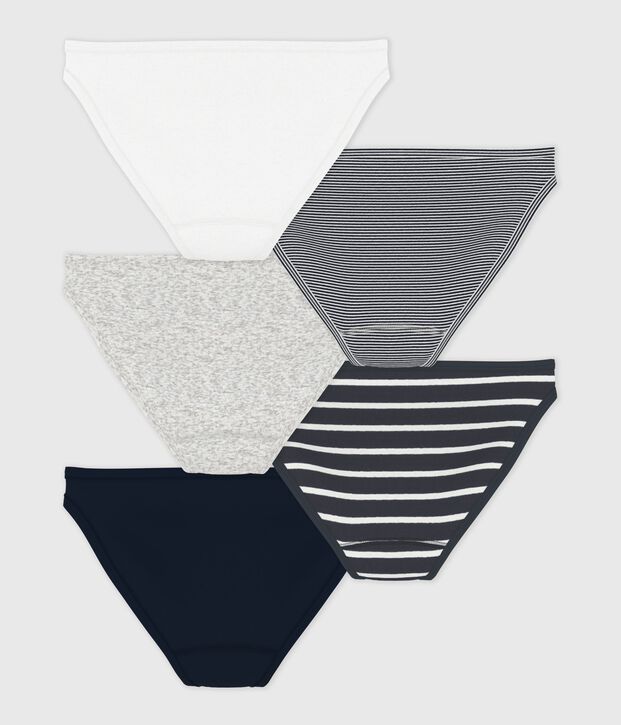 Set van 5 damesslipjes in biokatoen multicouleur