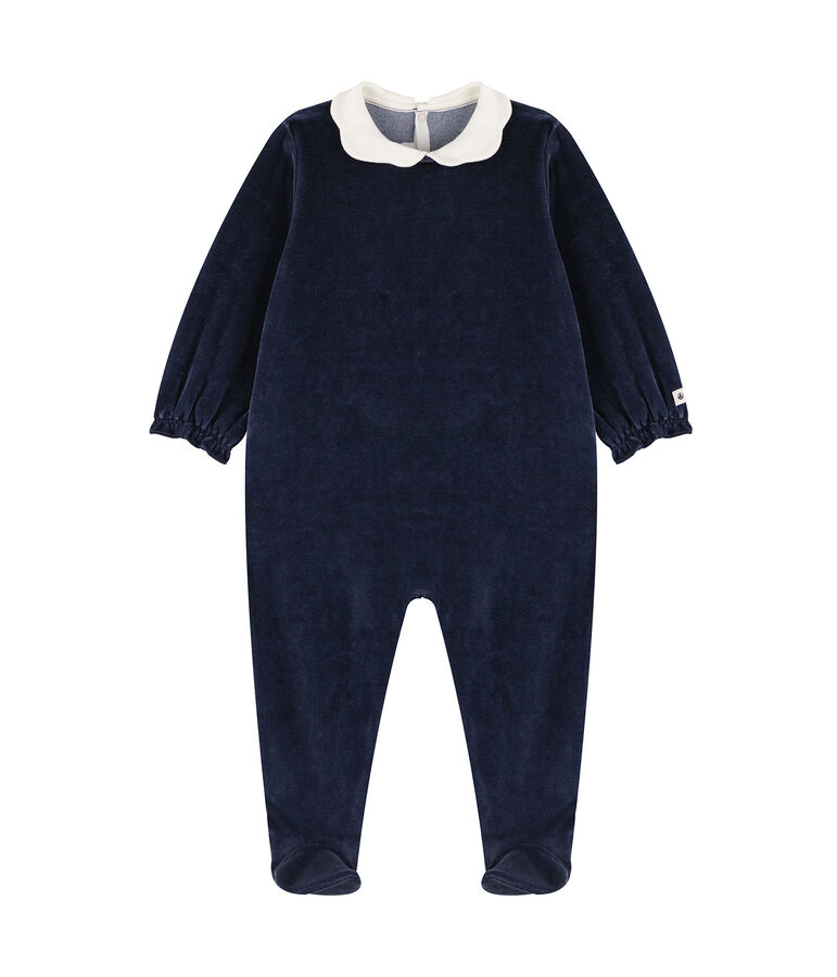 Fluwelen slaappakje met kraag baby blauw SMOKING