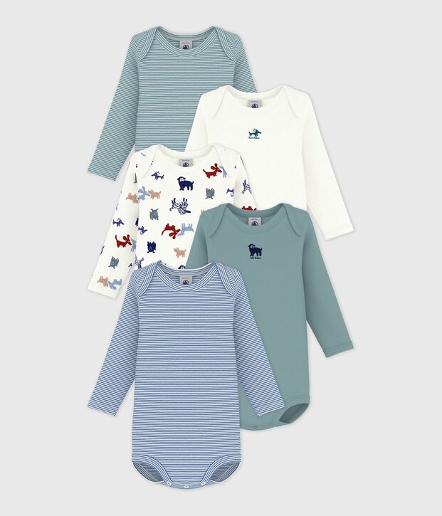 Setje van katoenen body's met lange mouwen en print voor baby's multicouleur
