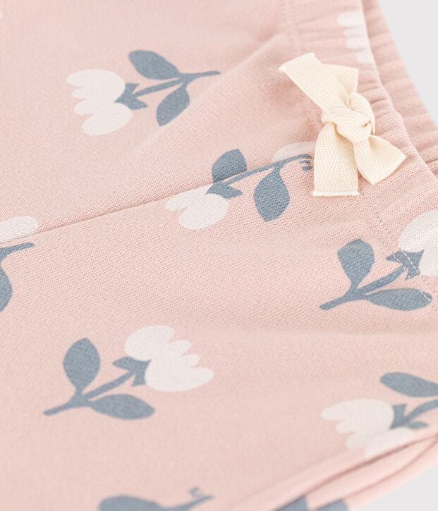 Broek in molton met print voor baby's roze/multicouleur