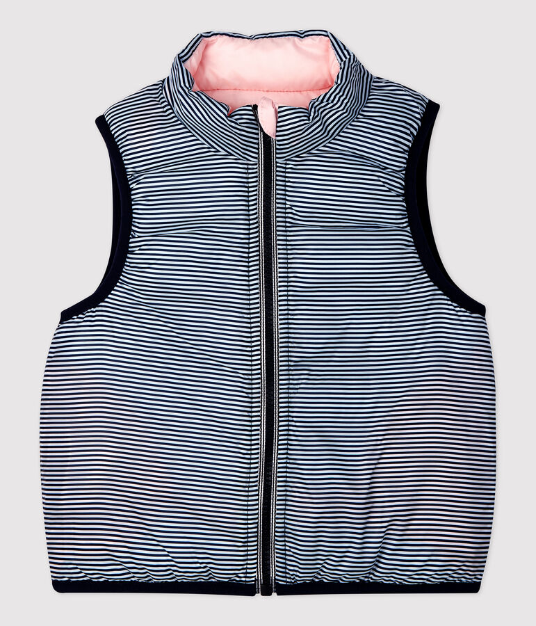 Omkeerbaar donsjack zonder mouwen van gerecycleerde polyester voor baby's roze