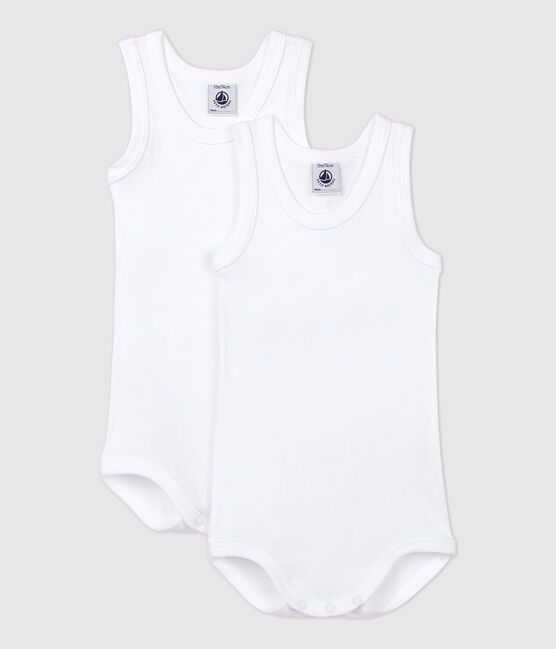 Set van 2 witte mouwloze rompertjes variante 1