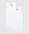 Set van 2 witte mouwloze rompertjes variante 1