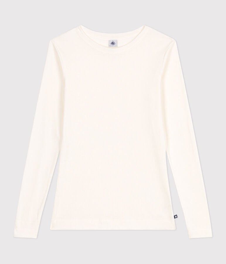 T-shirt met lange mouwen van katoen en wol voor dames - L'Iconique ecru