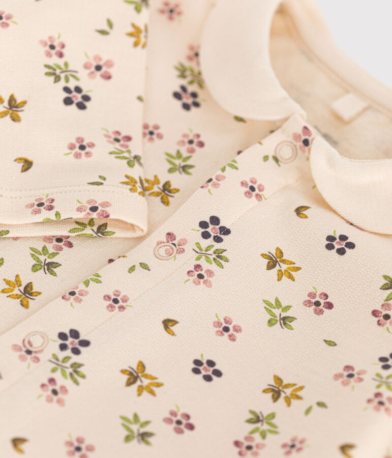 Combinaison longue en molleton b&eacute;b&eacute; &eacute;cru/multicouleur