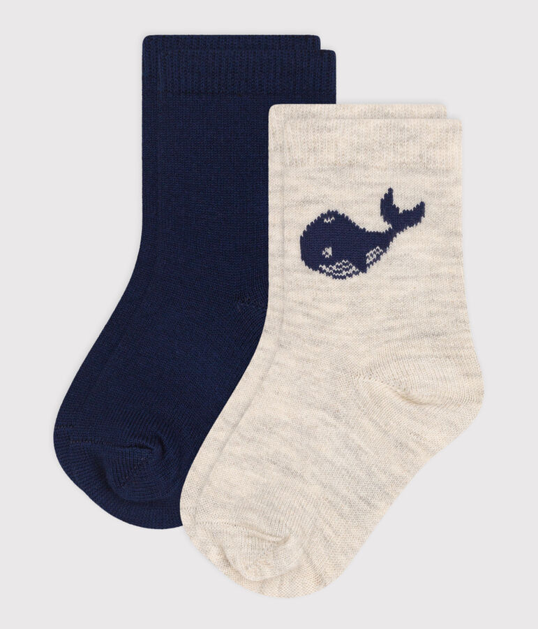 2 paires de chaussettes en coton baleine b&eacute;b&eacute; multicouleur