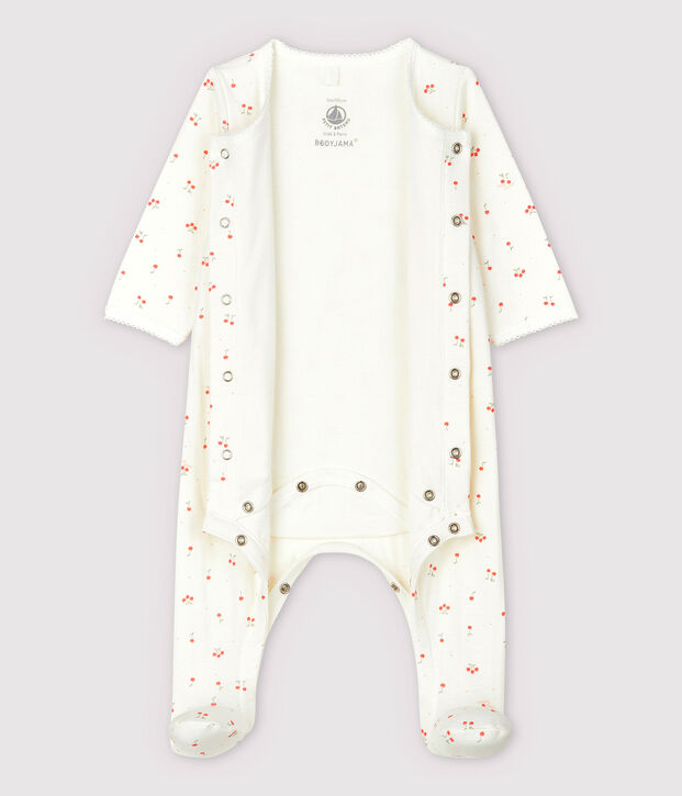 Baby kersen bodyjama van biologisch katoenen tubic wit/multicouleur