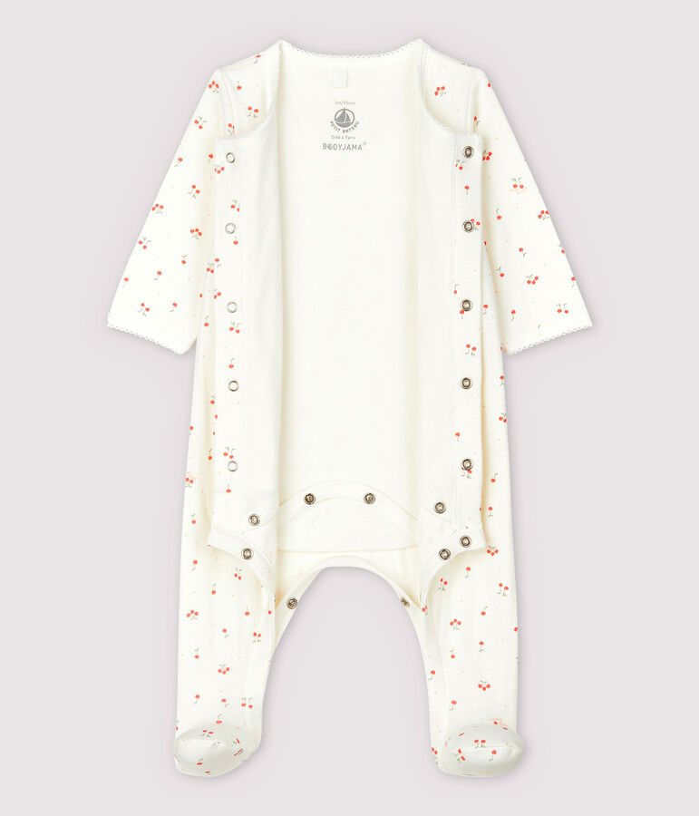 Baby kersen bodyjama van biologisch katoenen tubic wit MARSHMALLOW/wit MULTICO