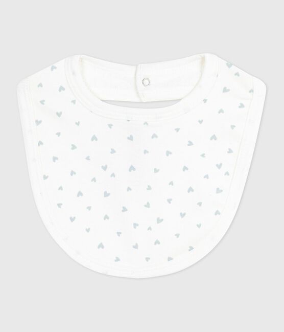 Bavoir naissance en coton imprimé bleu MARSHMALLOW/blanc GOMME