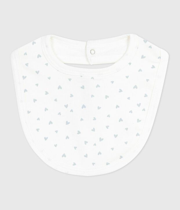 Katoenen babyslabbetje met print wit/blauw