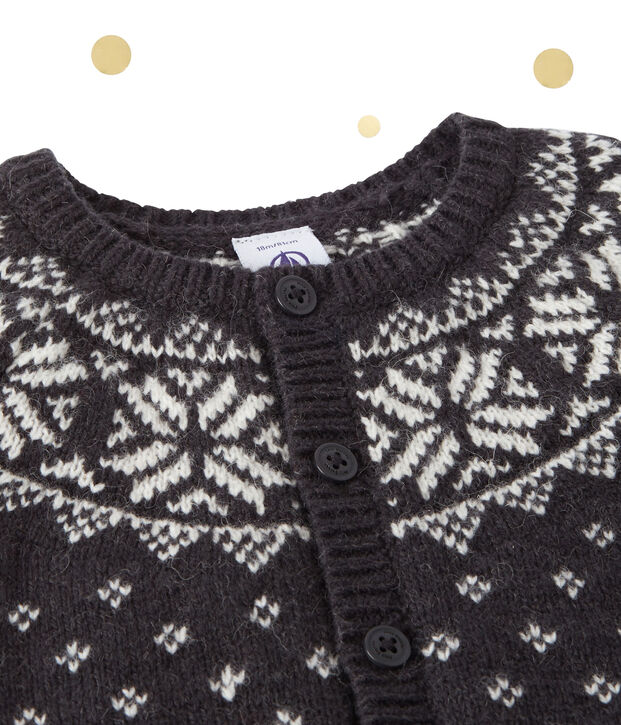 Cardigan in jacquardgeweven wolmix voor babyjongens grijs/multicouleur