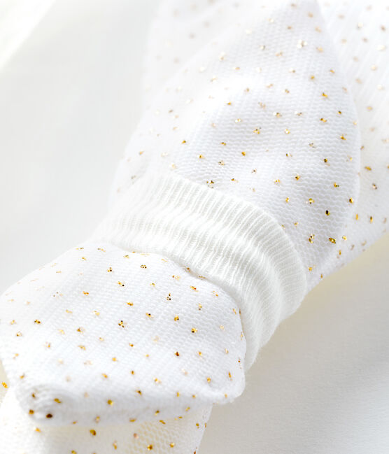 Tulen haarband voor baby meisje wit MARSHMALLOW/roze COPPER