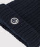 Babymuts van gevoerd tricot en gerecycleerde fleece blauw SMOKING