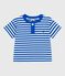 Katoenen T-shirt met korte mouwen en streepjes voor baby's blauw PORCELANA/ MARSHMALLOW