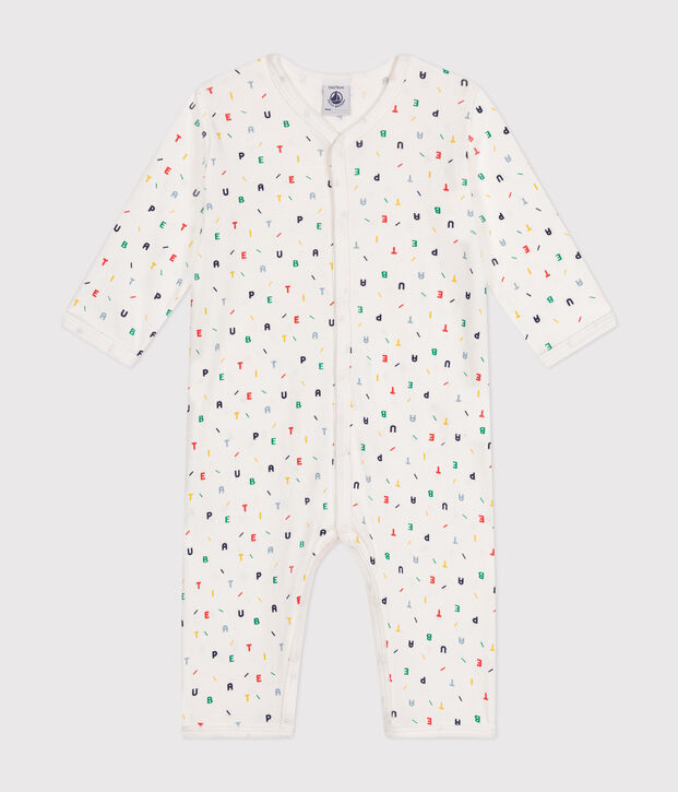 Katoenen babypyjama zonder voetjes wit/multicouleur