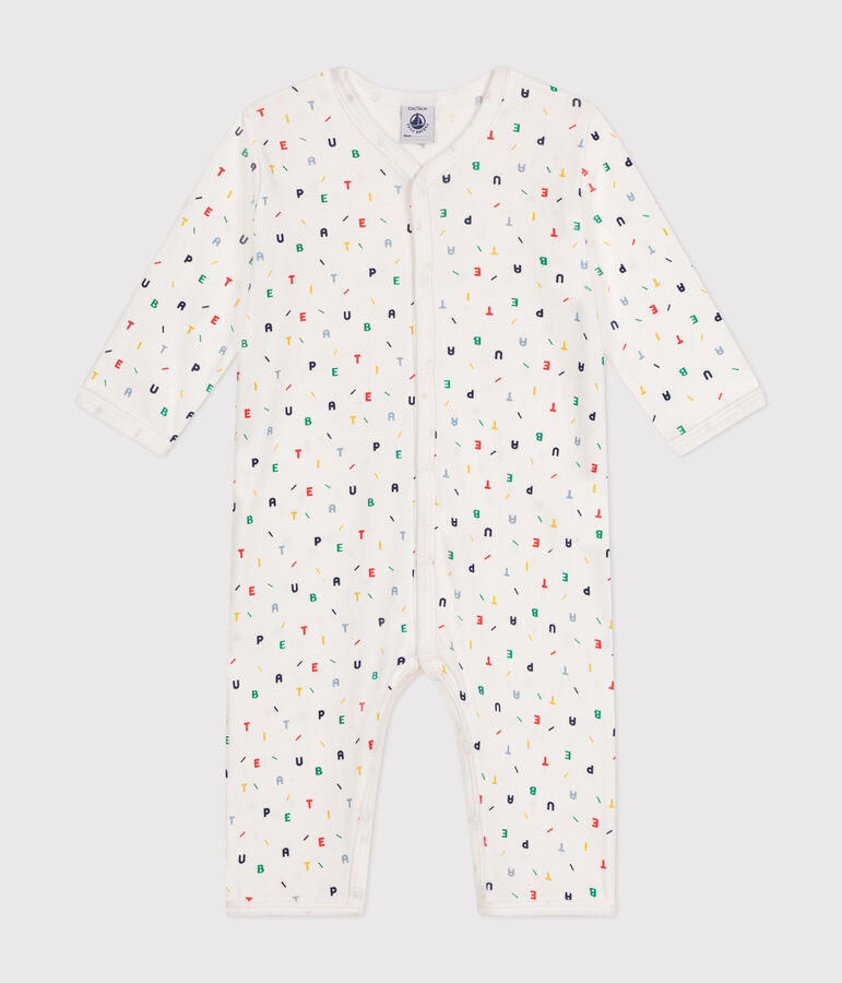 Katoenen babypyjama zonder voetjes wit/multicouleur