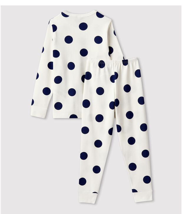 Jongens/meisjes pyjama met grafische print van biologisch katoen wit/blauw