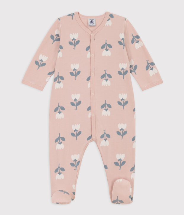 Slaappakje in molton met print voor baby's roze/multicouleur