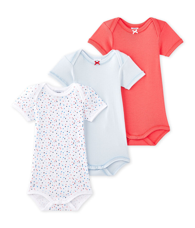 Lot de 3 bodies b&eacute;b&eacute; fille manches courtes blanc LOT