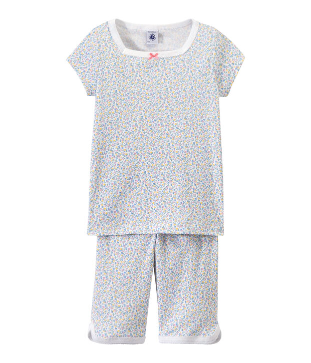 Korte meisjespyjama met dessin wit/multicouleur